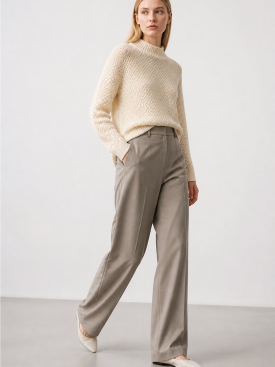 Zesica Sweaters - ZESICA Cream Textured Waffle Knit Sweater Mock Neck Oversized Womens Large NWT
